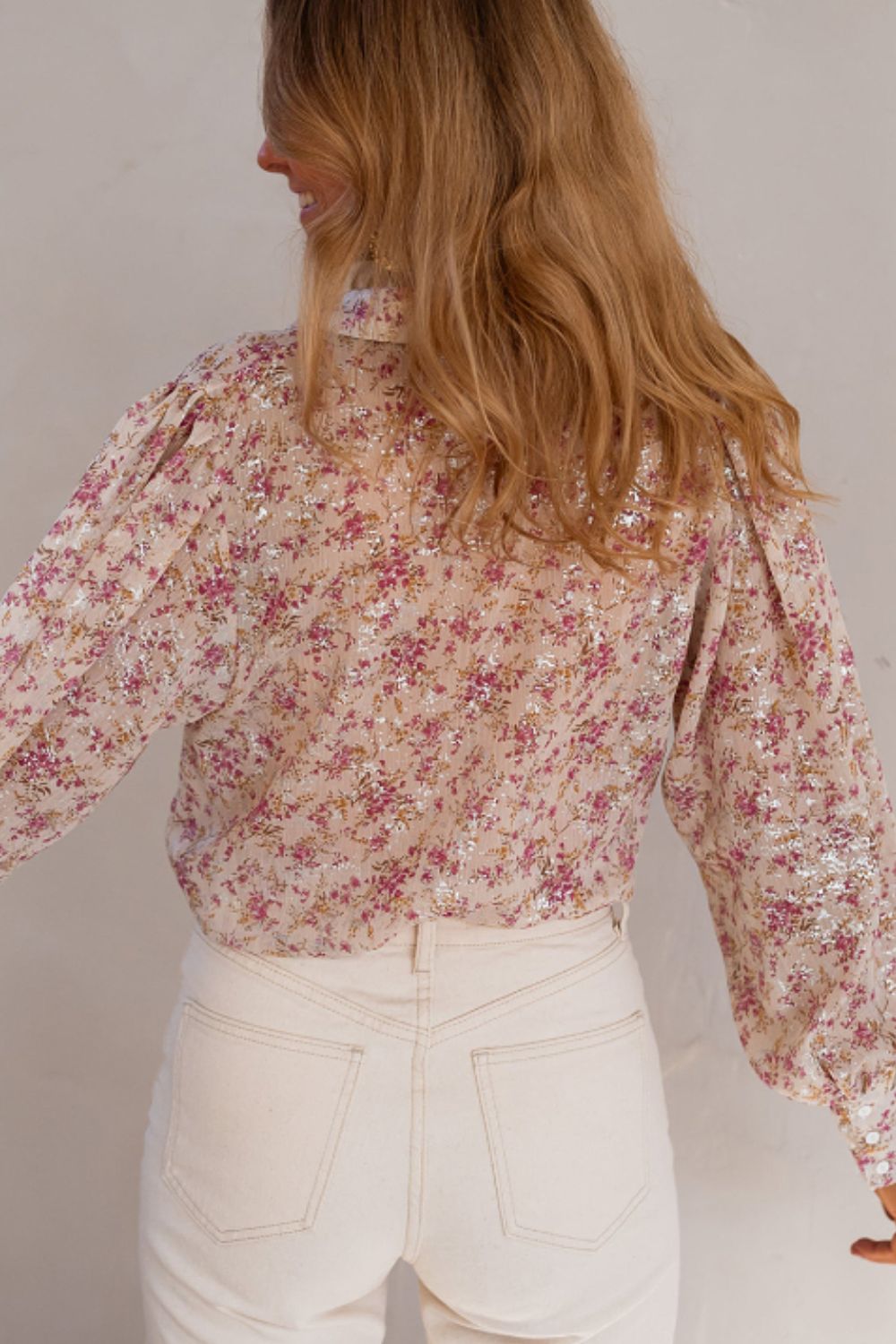 Angela® | Printed long sleeve collared shirt