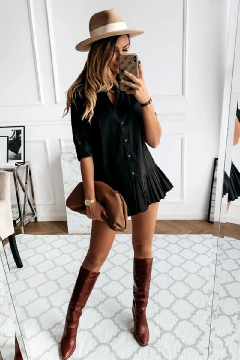 Angelica® | Short, pleated shirt dress