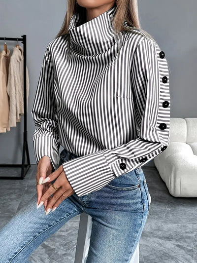 Celeste® | Striped Blouse With High Neck