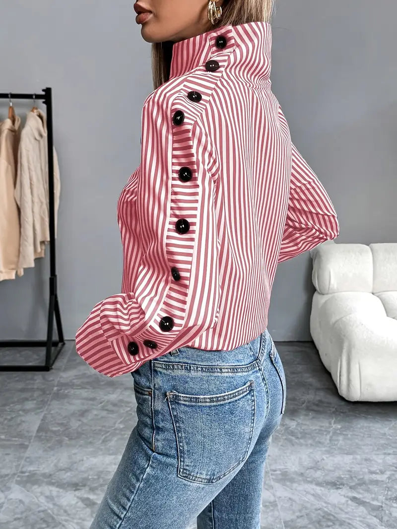 Celeste® | Striped Blouse With High Neck