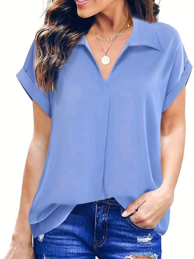 Adriela® | Casual Summer Shirt With Turn-Down Collar For Women
