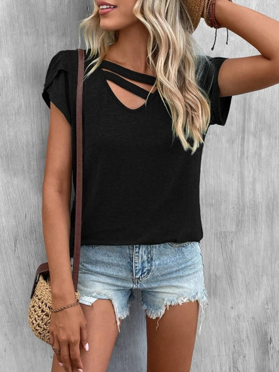Ariana® | Asymmetrical T-shirt with petal sleeves