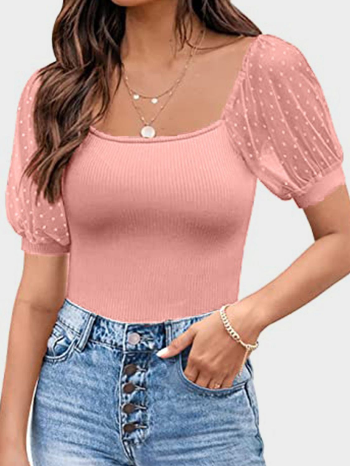 Agustina® | Short-sleeved T-shirt with a square neckline