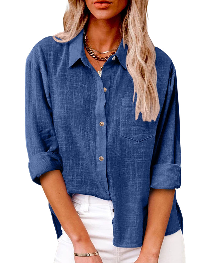 Aitana® | Elegant Long-Sleeved Shirt With Practical Chest Pockets