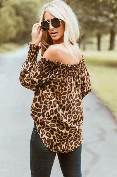 Alondra® | Leopard print long sleeve shirt