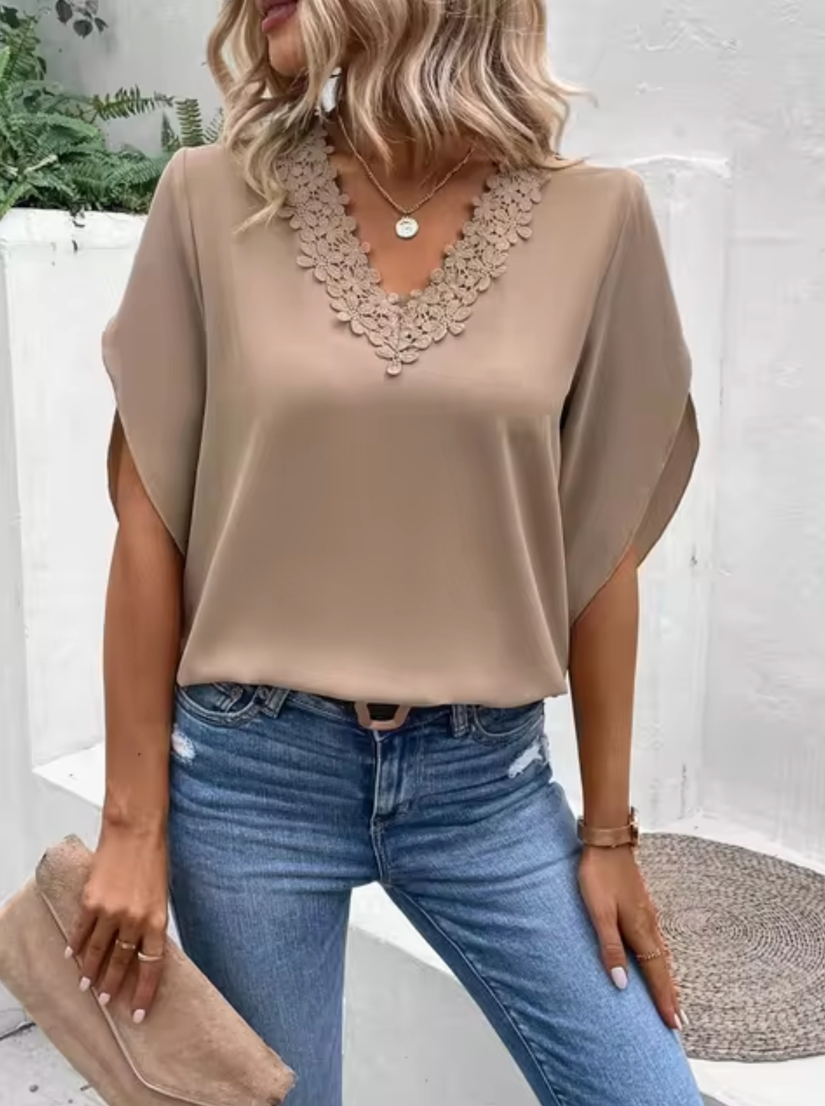 Luzia® | Lace shirt with V-neck