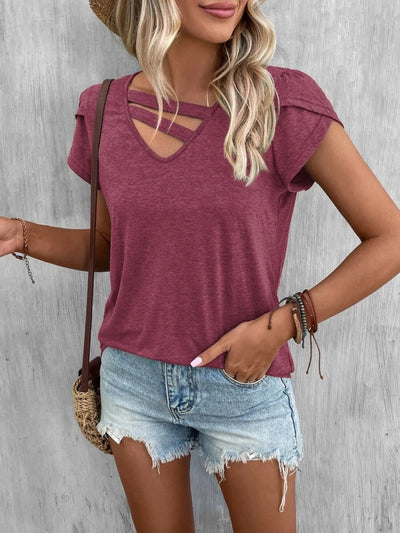 Ariana® | Asymmetrical T-shirt with petal sleeves