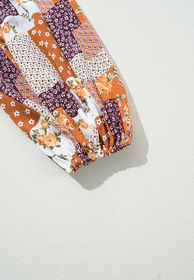 Luz® | Printed mini shirt dress with collar and three-quarter sleeves