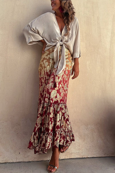 Amelia® | Summer Mood relaxed satin blouse with tie front