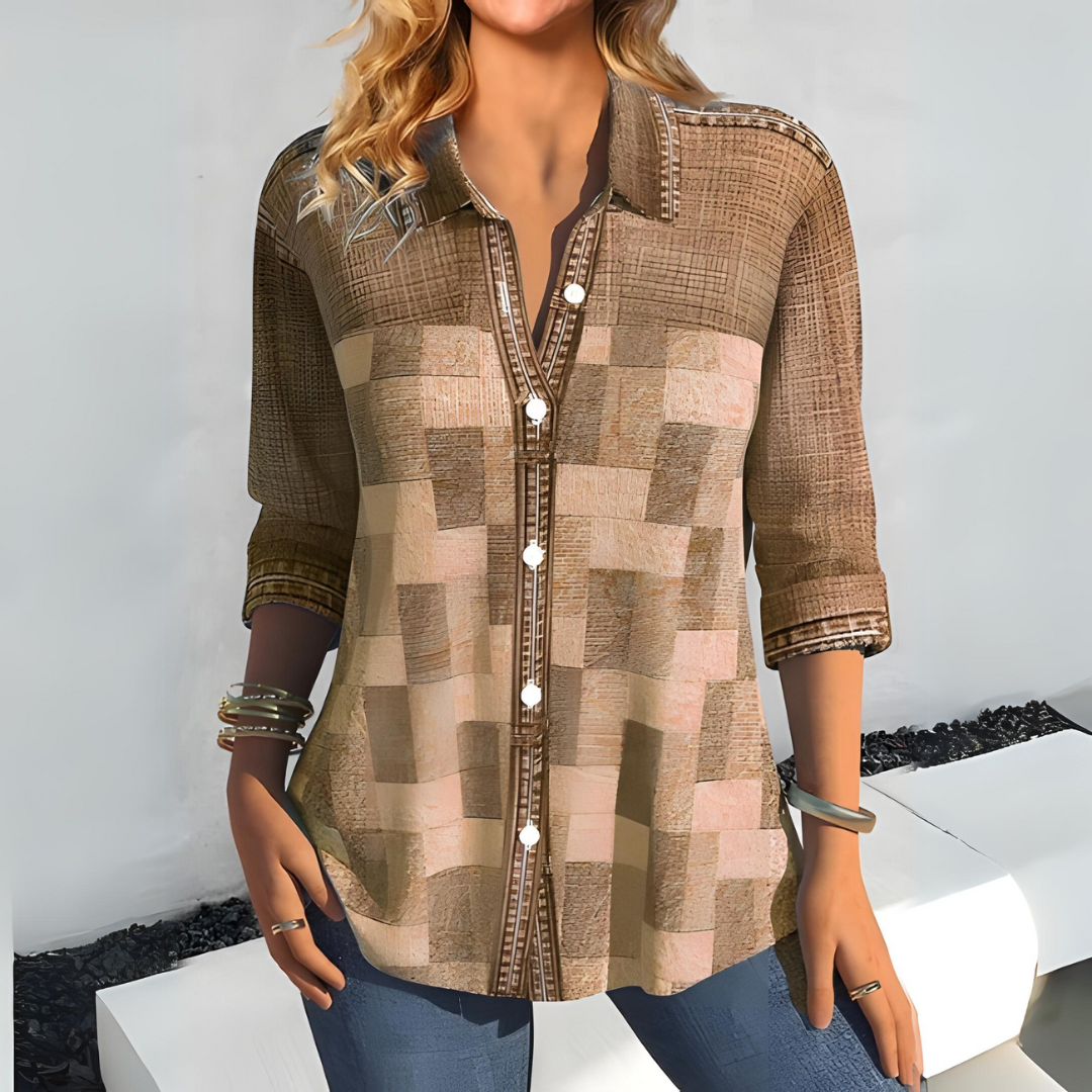 Alverna® | Women'S Collar V-Neck Blouse Long Sleeves
