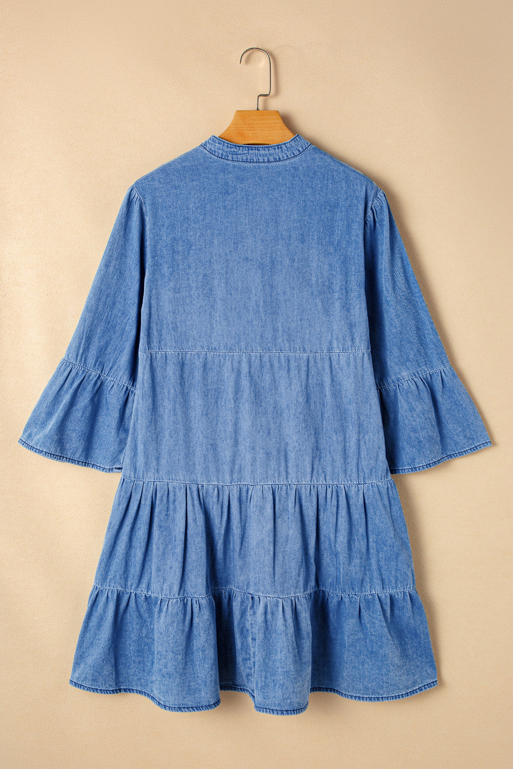 Sol® | Denim dress with notched three-quarter sleeves