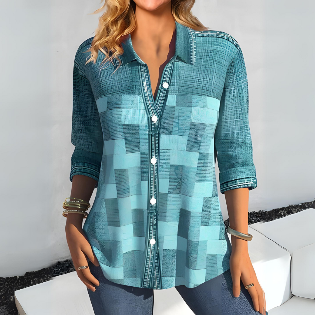 Alverna® | Women'S Collar V-Neck Blouse Long Sleeves