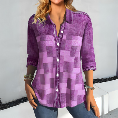 Alverna® | Women'S Collar V-Neck Blouse Long Sleeves