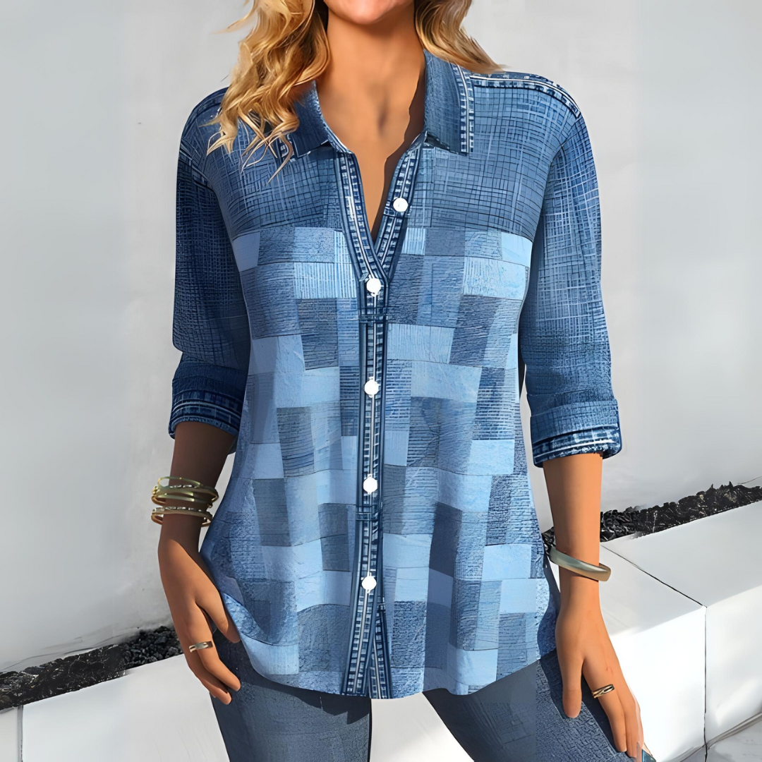 Alverna® | Women'S Collar V-Neck Blouse Long Sleeves