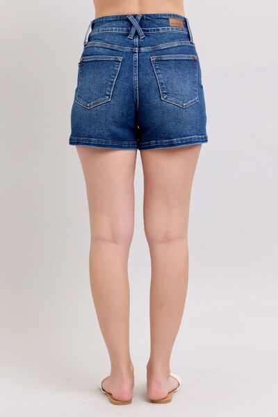 Madeleine® | Full size plus size double button waist denim shorts