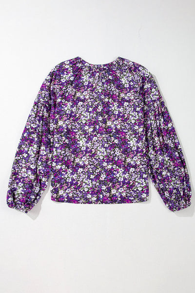 Amanda® | Floral blouse with balloon sleeves and tie collar