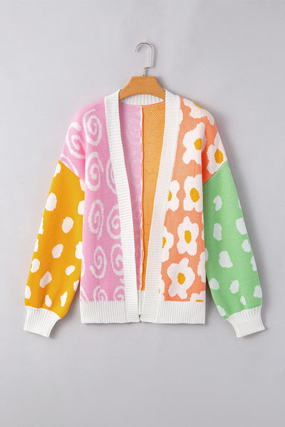 Madeleine® | Mixed floral and polka dot open front cardigan
