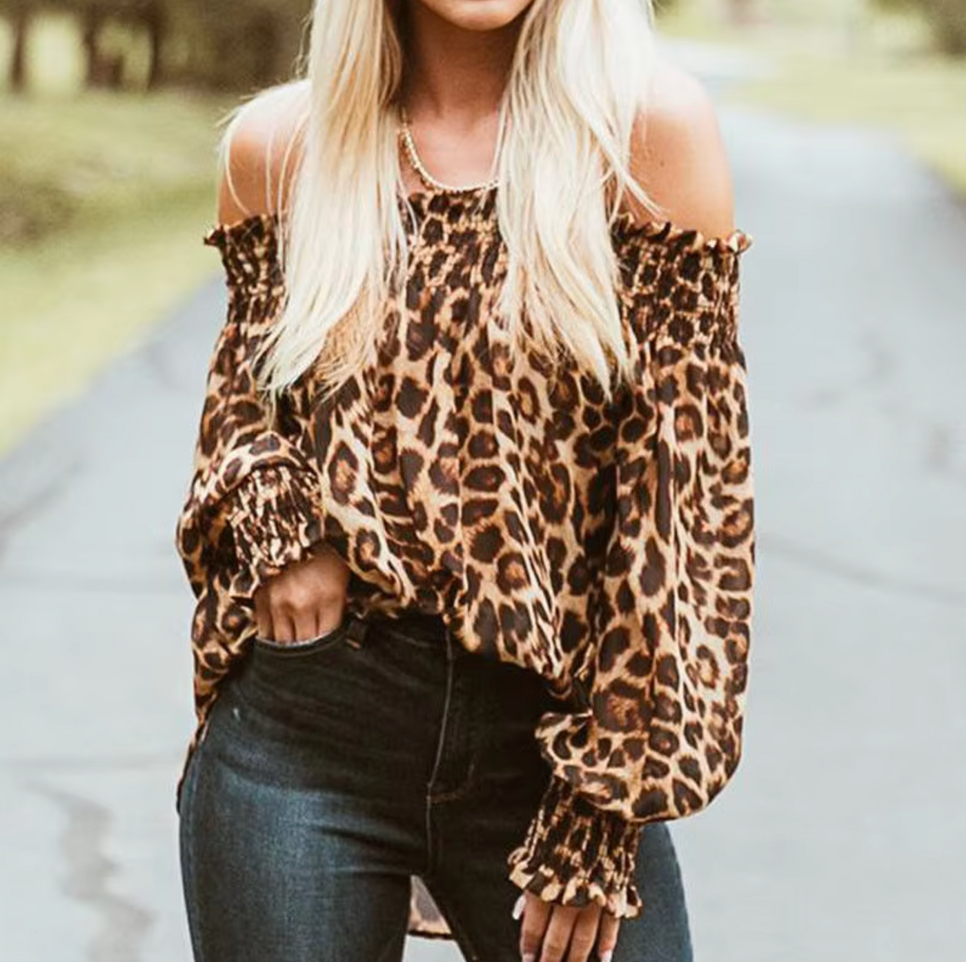 Alondra® | Leopard print long sleeve shirt
