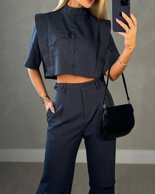 Ariana® | Short blouse and high waist trousers