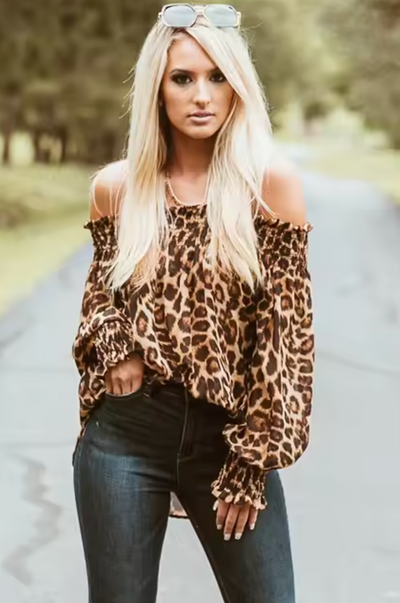 Alondra® | Leopard print long sleeve shirt