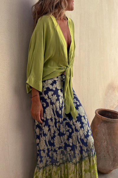 Amelia® | Summer Mood relaxed satin blouse with tie front
