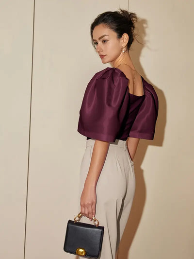 Ersilia® | Elegant Satin Blouse With Puff Sleeves