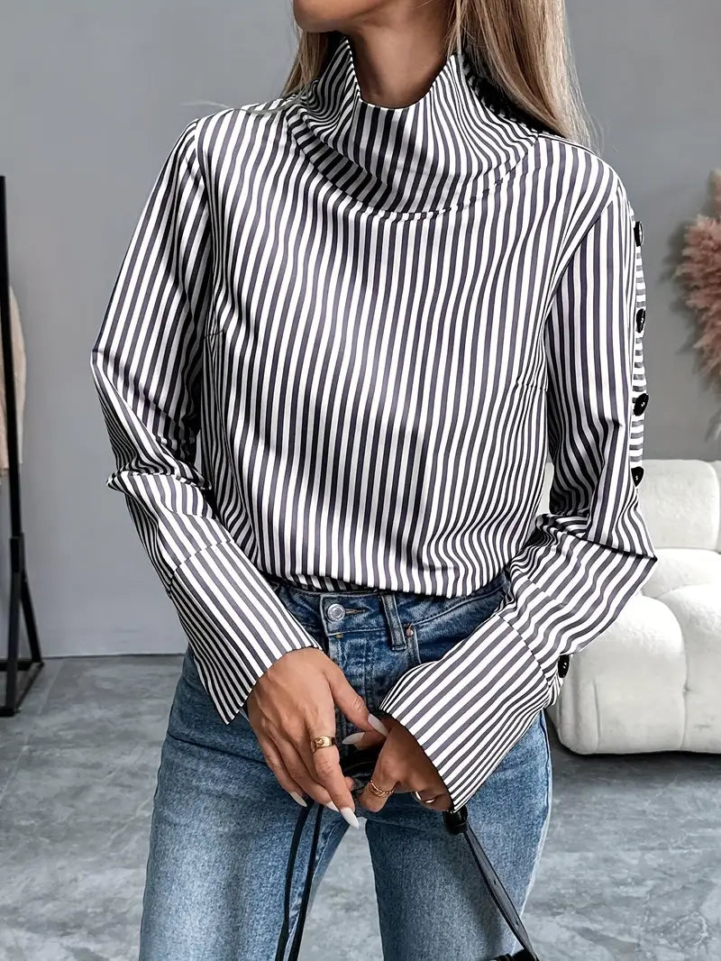 Celeste® | Striped Blouse With High Neck