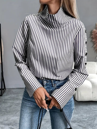Celeste® | Striped Blouse With High Neck