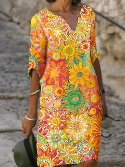 Luz® | Floral Print V-Neck Dress