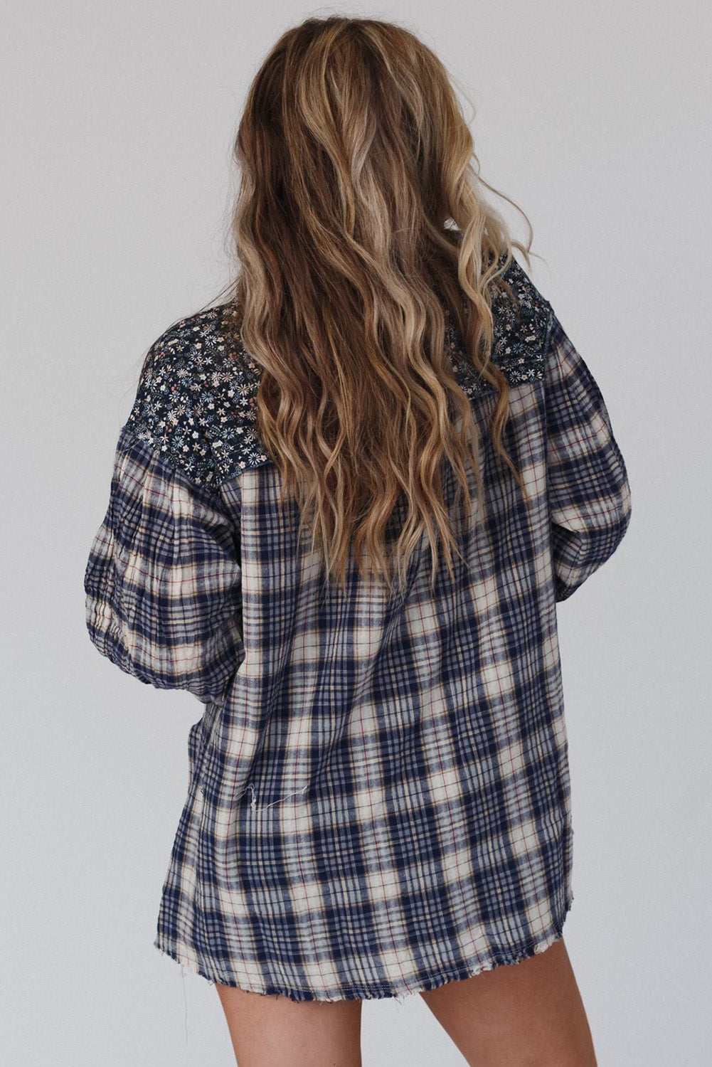 Fiona® | Red top with mixed check and floral print