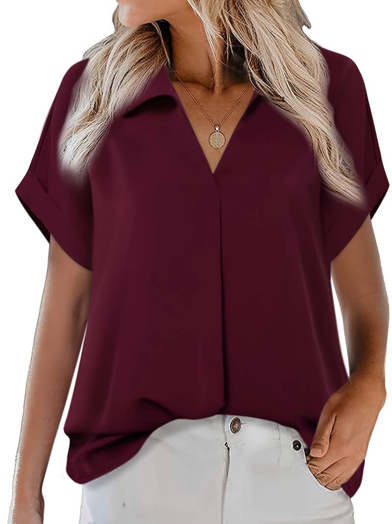 Adriela® | Casual Summer Shirt With Turn-Down Collar For Women