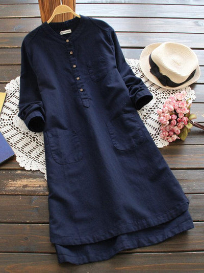 Dominga® | Long Sleeve Button Mini Dresses