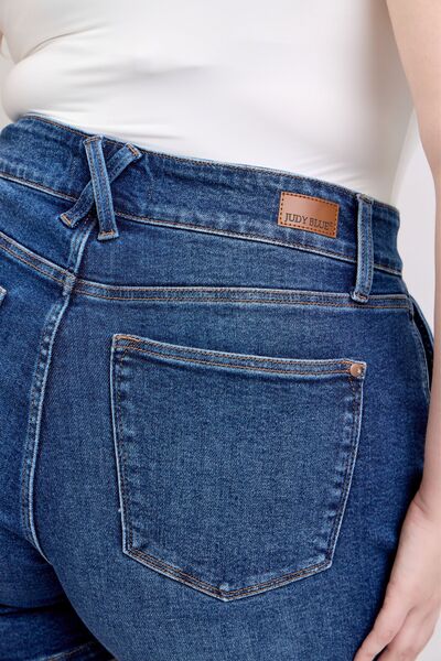 Madeleine® | Full size plus size double button waist denim shorts