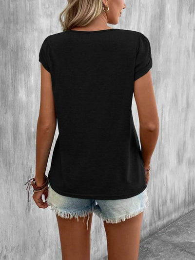 Ariana® | Asymmetrical T-shirt with petal sleeves