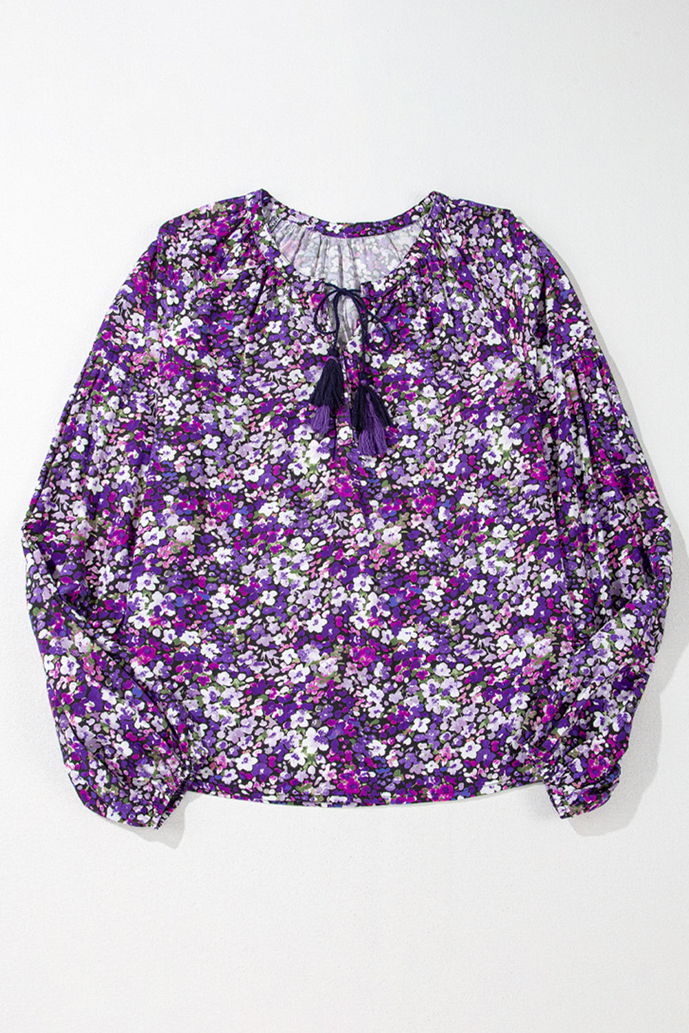 Amanda® | Floral blouse with balloon sleeves and tie collar