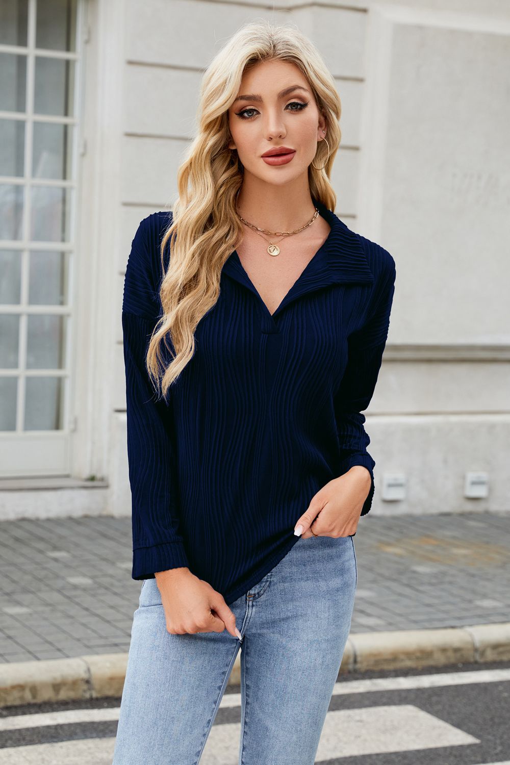 Ana® | Structured, long-sleeved blouse with a collar