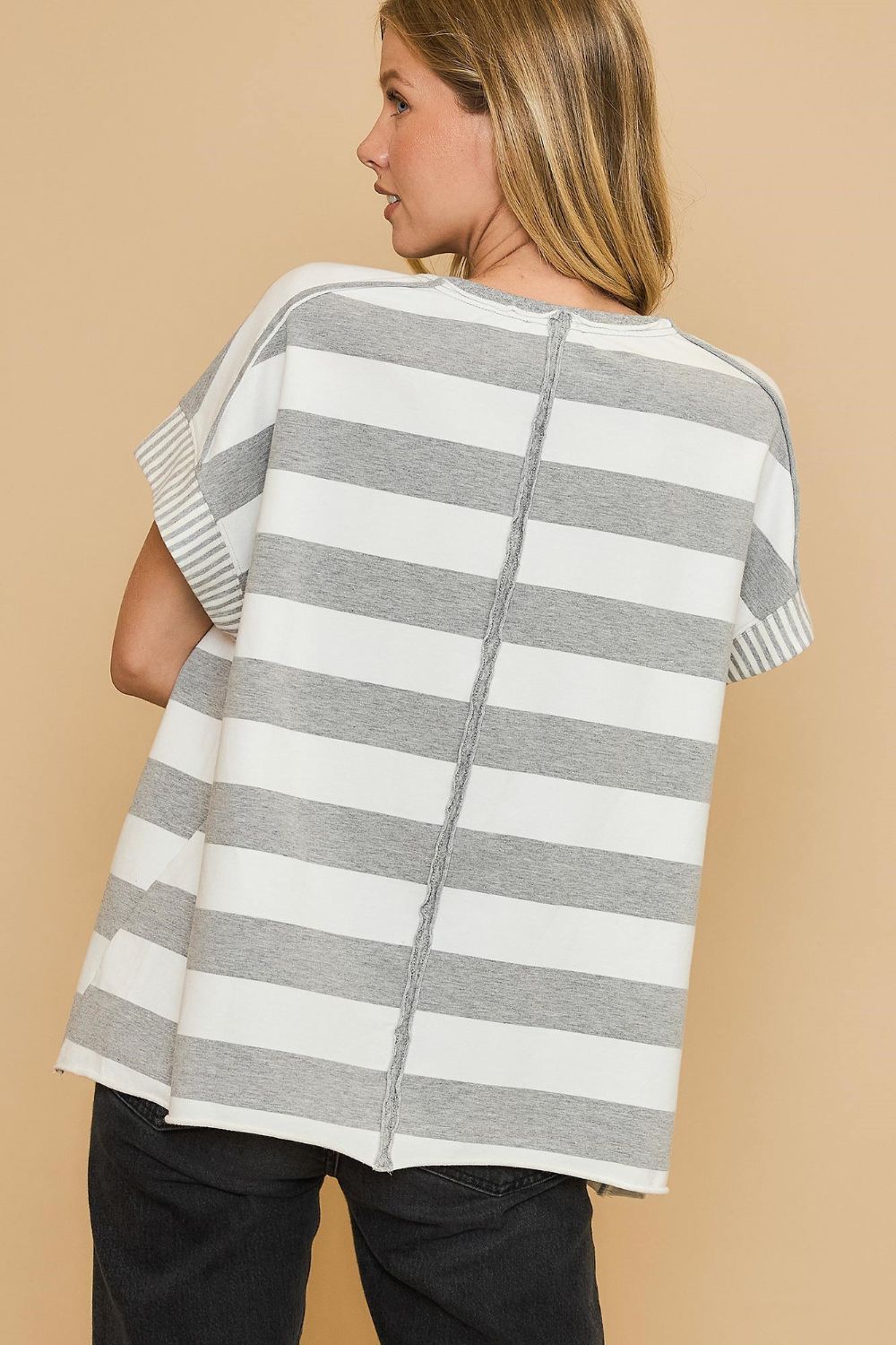 Araceli® | Striped French terry T-shirt with peace sign patch