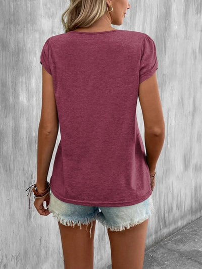 Ariana® | Asymmetrical T-shirt with petal sleeves