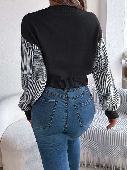 Adeline® | Striped long-sleeved sweater with V-neck