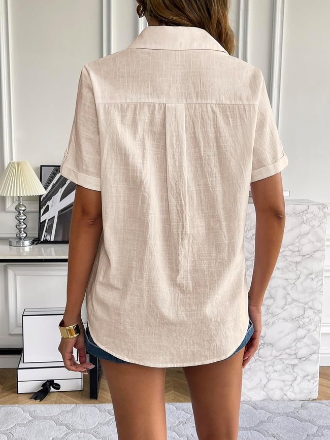 Ailani® | Women'S V-Neck Envelope Short Sleeve Summer Blouse