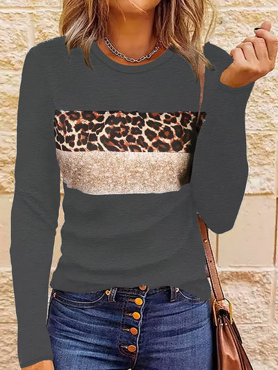 Agustina® | Women's leopard print long sleeve shirt