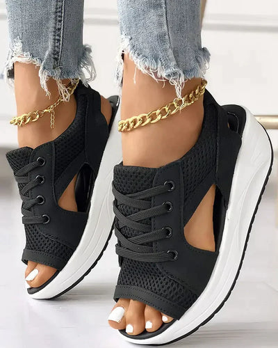 Mila® | Lace-up muffin sandals