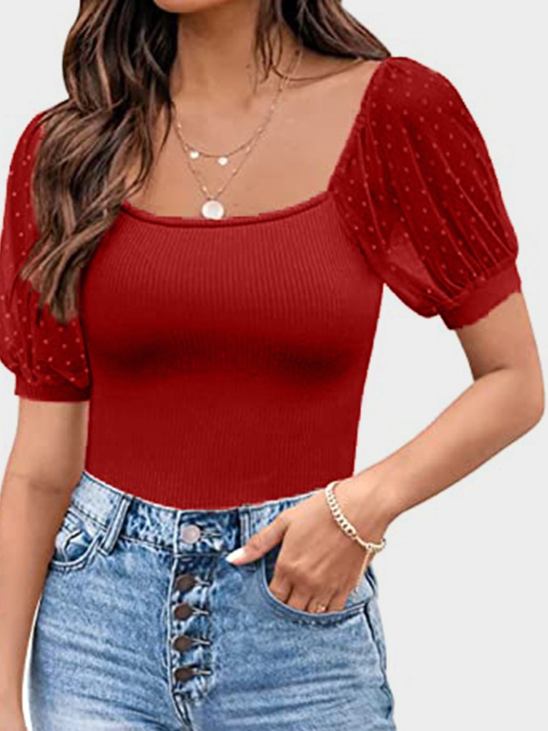 Agustina® | Short-sleeved T-shirt with a square neckline