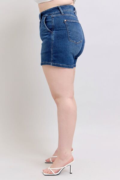 Madeleine® | Full size plus size double button waist denim shorts