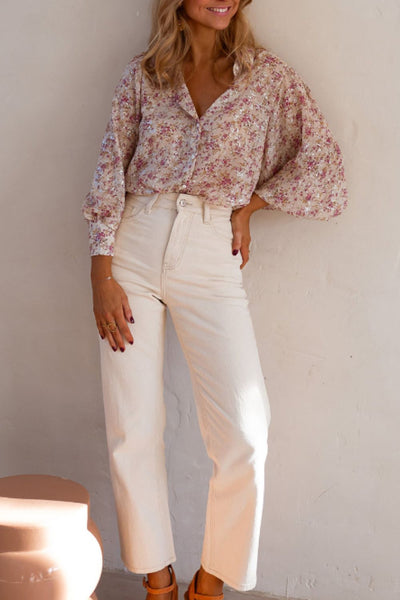 Angela® | Printed long sleeve collared shirt