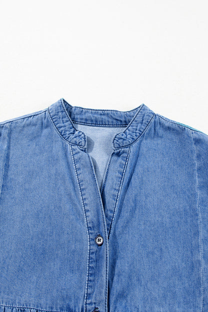 Sol® | Denim dress with notched three-quarter sleeves