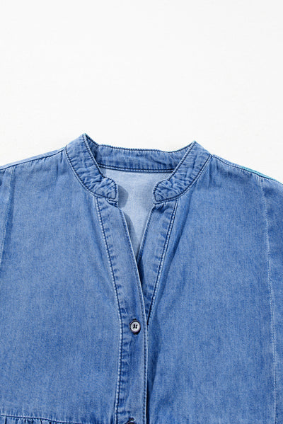 Sol® | Denim dress with notched three-quarter sleeves