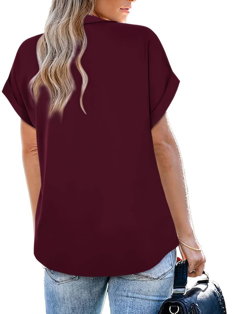 Adriela® | Casual Summer Shirt With Turn-Down Collar For Women