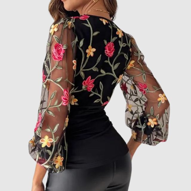 Letizia® | Blouse With Embroidered Transparent Sleeves