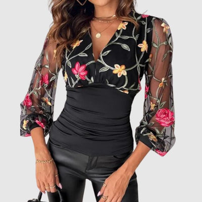 Letizia® | Blouse With Embroidered Transparent Sleeves